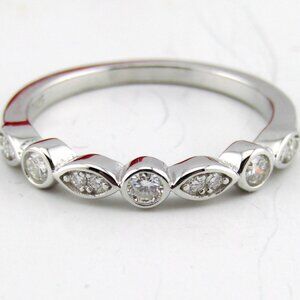 Certified Moissanite Diamond Wedding Band Bezel Ring 925 Sterling Silver Size 7